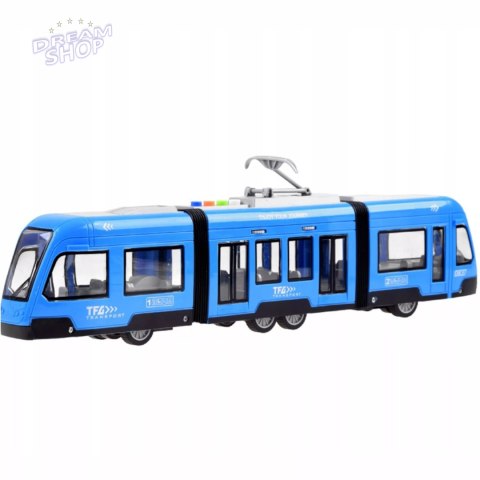 Duży tramwaj jeździ dźwięki światła baterie niebieski 930B Duży tramwaj jeździ dźwięki światła baterie niebieski 930B