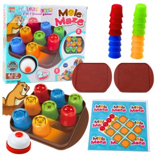 Gra Zręcznościowa 2w1 Mole Maze Szybkie Kubeczki Kółko i Krzyżyk
