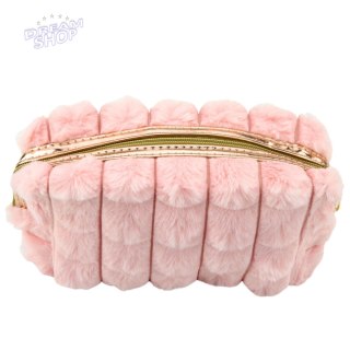 Kosmetyczka Pluszowa Z Uchwytem Pojemna Różowa 20cm