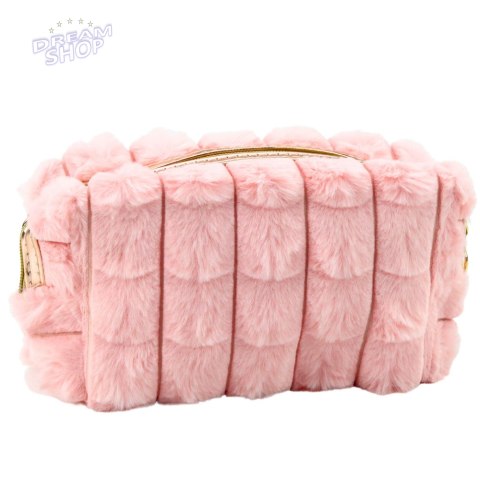 Kosmetyczka Pluszowa Z Uchwytem Pojemna Różowa 20cm Kosmetyczka Pluszowa Z Uchwytem Pojemna Różowa 20cm