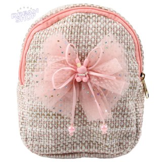 Plecak Dziecięcy Pleciony Kokarda Króliczek Różowy 21cm 2L