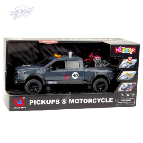 Samochód Pickup Z Motorem Światła Dźwięki Szary 1:12 Samochód Pickup Z Motorem Światła Dźwięki Szary 1:12