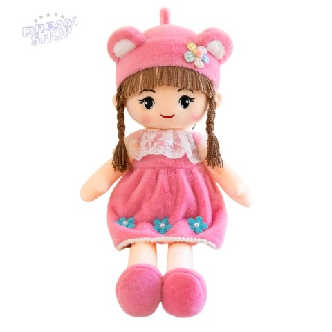 Lalka Szmacianka Miękka Pluszowa Różowa Sukienka Czapka Z Uszami 45cm Lalka Szmacianka Miękka Pluszowa Różowa Sukienka Czapka Z Uszami 45cm