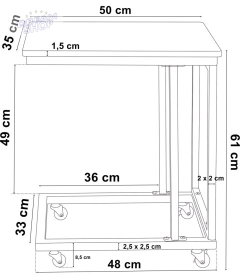 Stolik loftowy na kółkach MEREN craft Stolik loftowy na kółkach MEREN craft