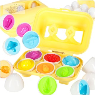 Układanka edukacyjna sorter dopasuj kształty jajka montessori owoce warzywa 6szt
