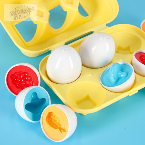 Układanka edukacyjna sorter dopasuj kształty jajka montessori owoce warzywa 6szt Układanka edukacyjna sorter dopasuj kształty jajka montessori owoce warzywa 6szt
