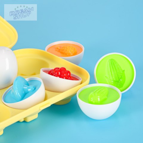 Układanka edukacyjna sorter dopasuj kształty jajka montessori owoce warzywa 6szt Układanka edukacyjna sorter dopasuj kształty jajka montessori owoce warzywa 6szt