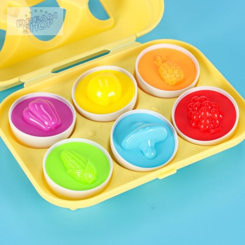 Układanka edukacyjna sorter dopasuj kształty jajka montessori owoce warzywa 6szt Układanka edukacyjna sorter dopasuj kształty jajka montessori owoce warzywa 6szt