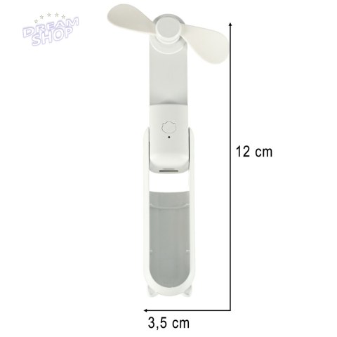 Wiatrak biurkowy wentylator mini ręczny składany wiatraczek przenośny USB biały