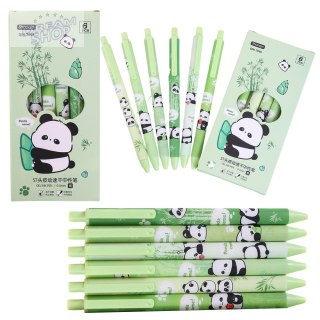 Zestaw Długopisów Panda Bambus Zielone Czarny Tusz 0,5mm 6szt