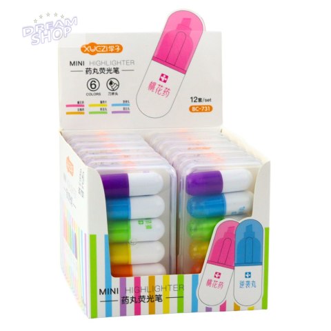 Zestaw Mini Zakreślacze W Etui Intensywne Kolory 6szt