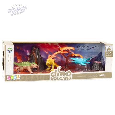 Zestaw Realistycznych Figurek Dinozaury Wulkan Drzewo 6el Zestaw Realistycznych Figurek Dinozaury Wulkan Drzewo 6el