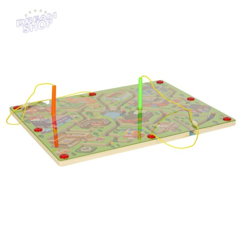 Gra labirynt magnetyczna planszowa drewniana do podróży duże miasto 2 graczy Gra labirynt magnetyczna planszowa drewniana do podróży duże miasto 2 graczy