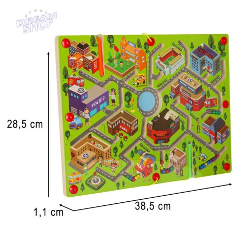 Gra labirynt magnetyczna planszowa drewniana do podróży duże miasto 2 graczy Gra labirynt magnetyczna planszowa drewniana do podróży duże miasto 2 graczy