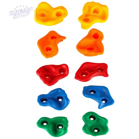 Kamienie wspinaczkowe uchwyty do wspinaczki dla dzieci kolorowe 10 szt + śruby Kamienie wspinaczkowe uchwyty do wspinaczki dla dzieci kolorowe 10 szt + śruby