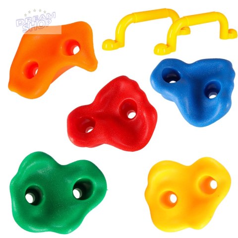 Kamienie wspinaczkowe uchwyty do wspinaczki dla dzieci kolorowe 10 szt + śruby Kamienie wspinaczkowe uchwyty do wspinaczki dla dzieci kolorowe 10 szt + śruby