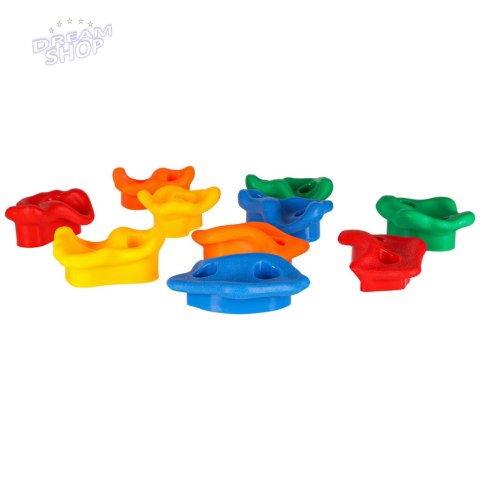 Kamienie wspinaczkowe uchwyty do wspinaczki dla dzieci kolorowe 10 szt + śruby Kamienie wspinaczkowe uchwyty do wspinaczki dla dzieci kolorowe 10 szt + śruby