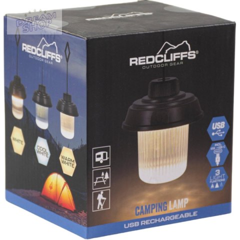 LATARKA LAMPA CAMPING USB 3 RODZAJE ŚWIATŁA REDCLIFFS CZARNY LATARKA LAMPA CAMPING USB 3 RODZAJE ŚWIATŁA REDCLIFFS CZARNY