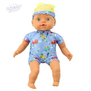 Lalka Bobas Niebieskie Ubranko z Wzorami Czapeczka z Uszami 31cm
