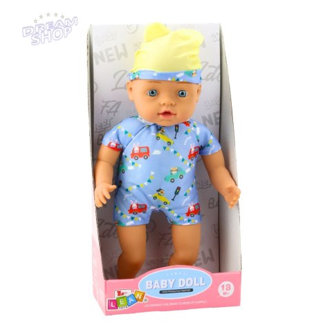 Lalka Bobas Niebieskie Ubranko z Wzorami Czapeczka z Uszami 31cm Lalka Bobas Niebieskie Ubranko z Wzorami Czapeczka z Uszami 31cm