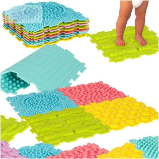 Mata sensoryczna puzzle montessori do masażu stóp 8 elementów pastelowe