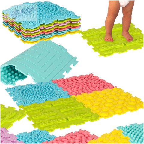 Mata sensoryczna puzzle montessori do masażu stóp 8 elementów pastelowe Mata sensoryczna puzzle montessori do masażu stóp 8 elementów pastelowe