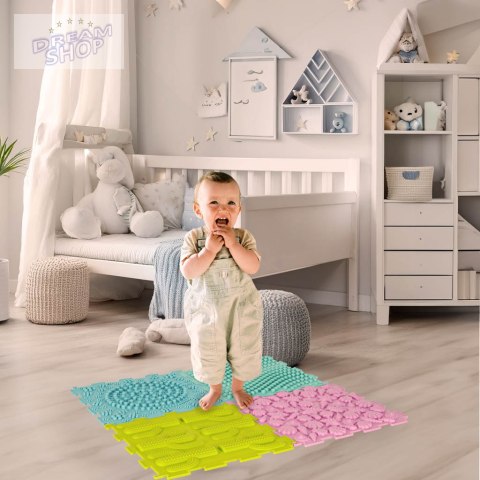 Mata sensoryczna puzzle montessori do masażu stóp 8 elementów pastelowe Mata sensoryczna puzzle montessori do masażu stóp 8 elementów pastelowe