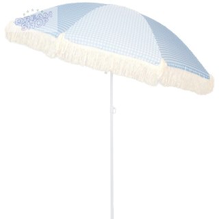 PARASOL PLAŻOWO OGRODOWY Z FRĘDZLAMI 174CM NIEBIESKI