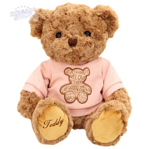 Pluszowa Maskotka Przytulanka Miś W Różowej Koszulce Brązowy 30cm Pluszowa Maskotka Przytulanka Miś W Różowej Koszulce Brązowy 30cm