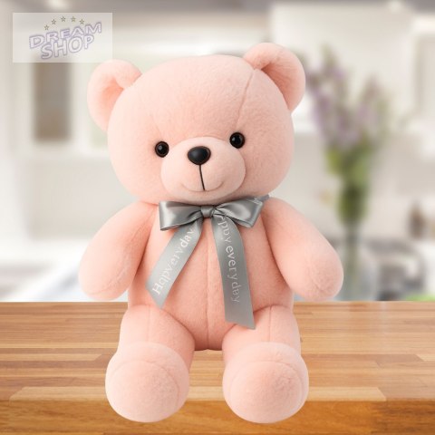Pluszowa Maskotka Przytulanka Miś Z Kokardą Happy Every Day Różowy 55cm Pluszowa Maskotka Przytulanka Miś Z Kokardą Happy Every Day Różowy 55cm