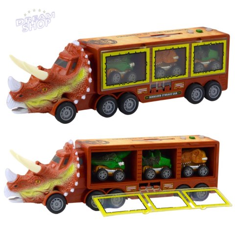 Ciężarówka Dinozaur Triceratops Autka Dinozaury Wyrzutnia Brązowy Ciężarówka Dinozaur Triceratops Autka Dinozaury Wyrzutnia Brązowy