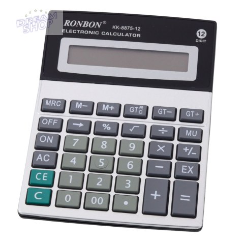Kalkulator Biurowy Ronbon KK-8875-12 Duży Wyświetlacz 12-Cyfrowy Kalkulator Biurowy Ronbon KK-8875-12 Duży Wyświetlacz 12-Cyfrowy