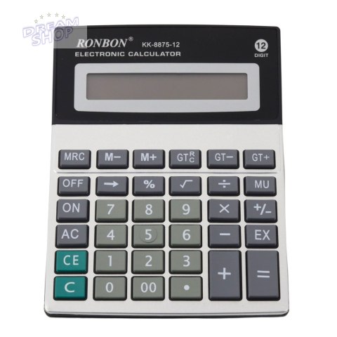 Kalkulator Biurowy Ronbon KK-8875-12 Duży Wyświetlacz 12-Cyfrowy Kalkulator Biurowy Ronbon KK-8875-12 Duży Wyświetlacz 12-Cyfrowy