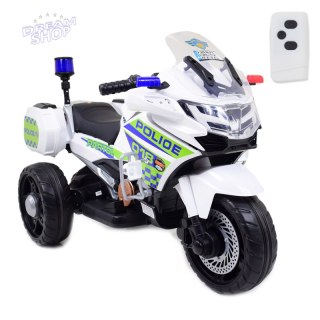 SZYBKI MOTOR POLICYJNY Z KOGUTEM, MIĘKKIE KOŁA, DŹWIĘKI, DWA SILNIKI, PILOT/NT5188