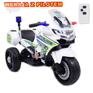 SZYBKI MOTOR POLICYJNY Z KOGUTEM, MIĘKKIE KOŁA, DŹWIĘKI, DWA SILNIKI, PILOT/NT5188