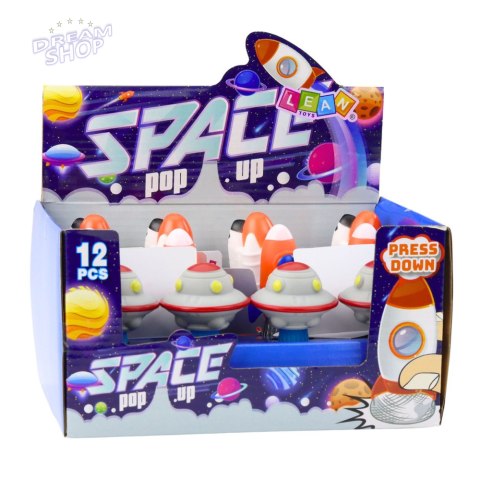 Skaczący Statek Kosmiczny Na Sprężynie Kolorowy Światła 11cm Mix