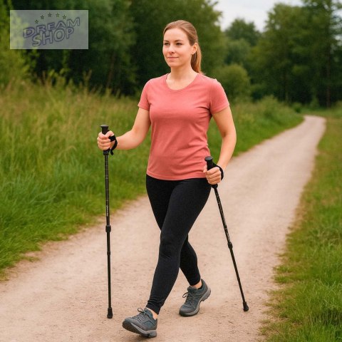 Kijki kije trekkingowe do nordic walking składane 2 sztuki czarne Kijki kije trekkingowe do nordic walking składane 2 sztuki czarne