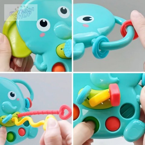 WOOPIE BABY Gryzak Sensoryczny Słonik Montessori 4w1
