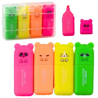 Zestaw Mini Zakreślacze Misie Kolorowe Plastikowe Etui 5szt