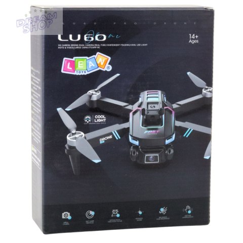Dron LU60 Podwójna Kamera HD Światła LED Aplikacja Czarny Dron LU60 Podwójna Kamera HD Światła LED Aplikacja Czarny