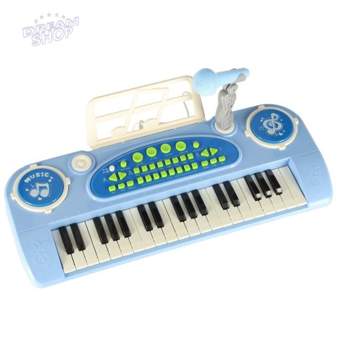 Keyboard dla dzieci pianinko interaktywne organki 37 klawiszy mikrofon statyw niebieskie Keyboard dla dzieci pianinko interaktywne organki 37 klawiszy mikrofon statyw niebieskie