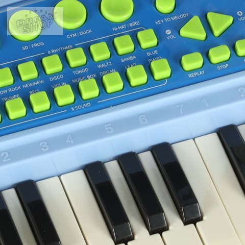 Keyboard dla dzieci pianinko interaktywne organki 37 klawiszy mikrofon statyw niebieskie Keyboard dla dzieci pianinko interaktywne organki 37 klawiszy mikrofon statyw niebieskie