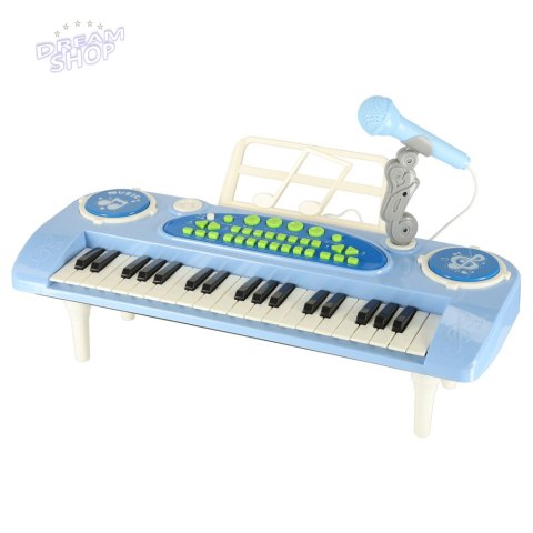Keyboard dla dzieci pianinko interaktywne organki 37 klawiszy mikrofon statyw niebieskie Keyboard dla dzieci pianinko interaktywne organki 37 klawiszy mikrofon statyw niebieskie