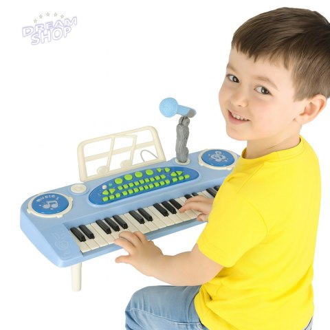 Keyboard dla dzieci pianinko interaktywne organki 37 klawiszy mikrofon statyw niebieskie Keyboard dla dzieci pianinko interaktywne organki 37 klawiszy mikrofon statyw niebieskie