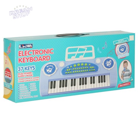 Keyboard dla dzieci pianinko interaktywne organki 37 klawiszy mikrofon statyw niebieskie Keyboard dla dzieci pianinko interaktywne organki 37 klawiszy mikrofon statyw niebieskie