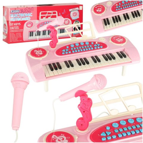 Keyboard dla dzieci pianinko interaktywne organki 37 klawiszy mikrofon statyw różowe Keyboard dla dzieci pianinko interaktywne organki 37 klawiszy mikrofon statyw różowe