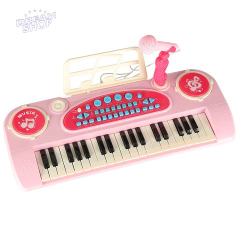 Keyboard dla dzieci pianinko interaktywne organki 37 klawiszy mikrofon statyw różowe Keyboard dla dzieci pianinko interaktywne organki 37 klawiszy mikrofon statyw różowe
