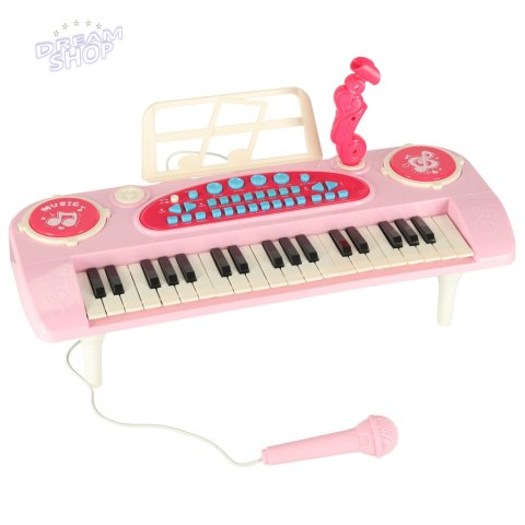 Keyboard dla dzieci pianinko interaktywne organki 37 klawiszy mikrofon statyw różowe Keyboard dla dzieci pianinko interaktywne organki 37 klawiszy mikrofon statyw różowe