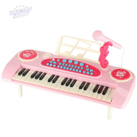 Keyboard dla dzieci pianinko interaktywne organki 37 klawiszy mikrofon statyw różowe Keyboard dla dzieci pianinko interaktywne organki 37 klawiszy mikrofon statyw różowe