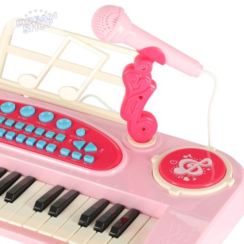 Keyboard dla dzieci pianinko interaktywne organki 37 klawiszy mikrofon statyw różowe Keyboard dla dzieci pianinko interaktywne organki 37 klawiszy mikrofon statyw różowe